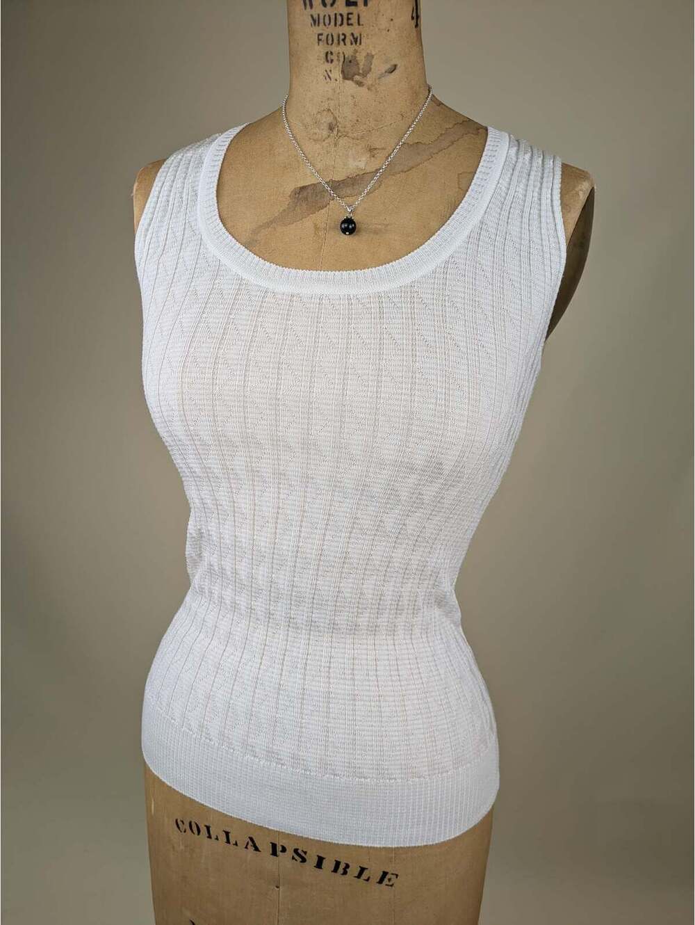 y2k missoni ribbed knit white tank top